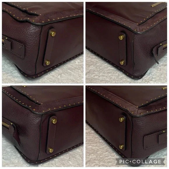 Coach Dreamer 36 Border Rivets Large Mixed Leather Suede Shoulder Bag in Brown - Picture 12 of 16